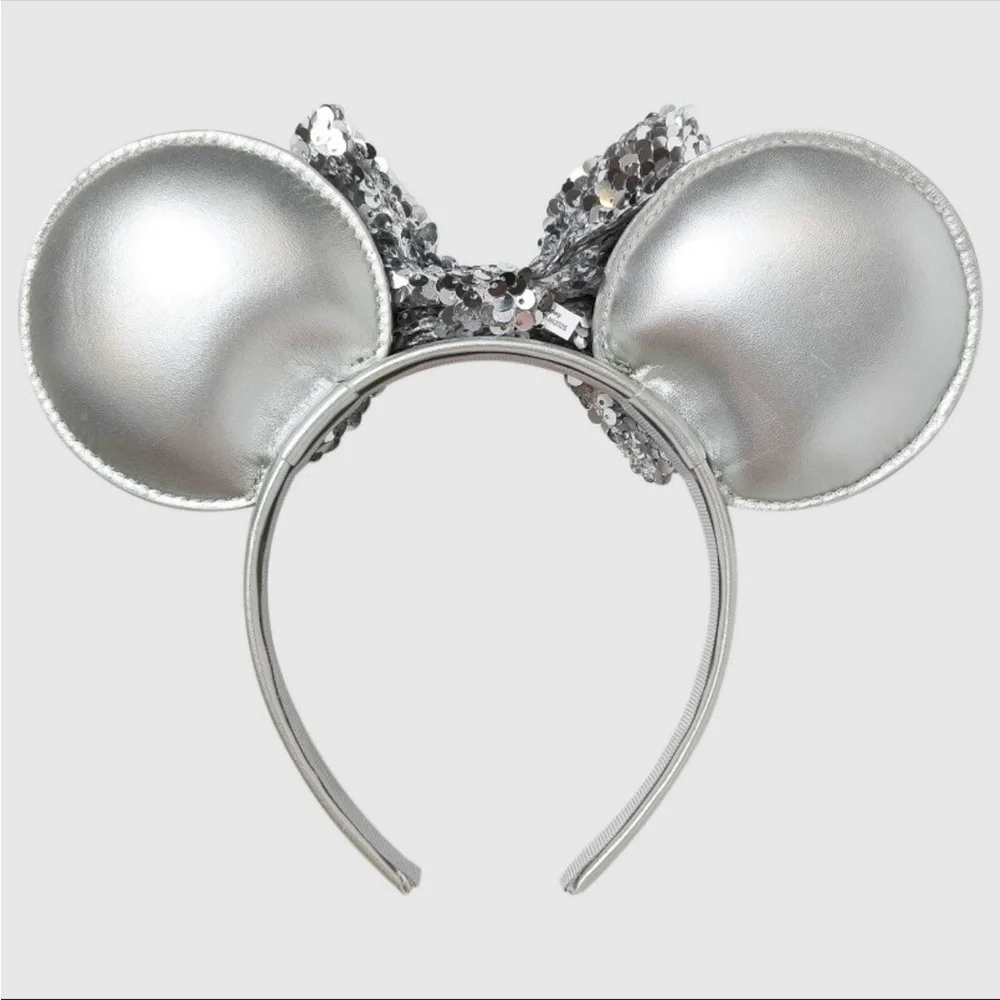 Disney Girls’ Silver Sequin Snowflakes Minnie Mouse Ears Headband—3 Ct